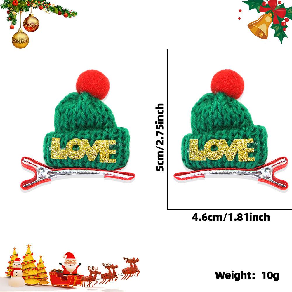 

Милая мультяшная рождественская заколка для волос с красочными помпонами, колокольчиками и Love Green Hat