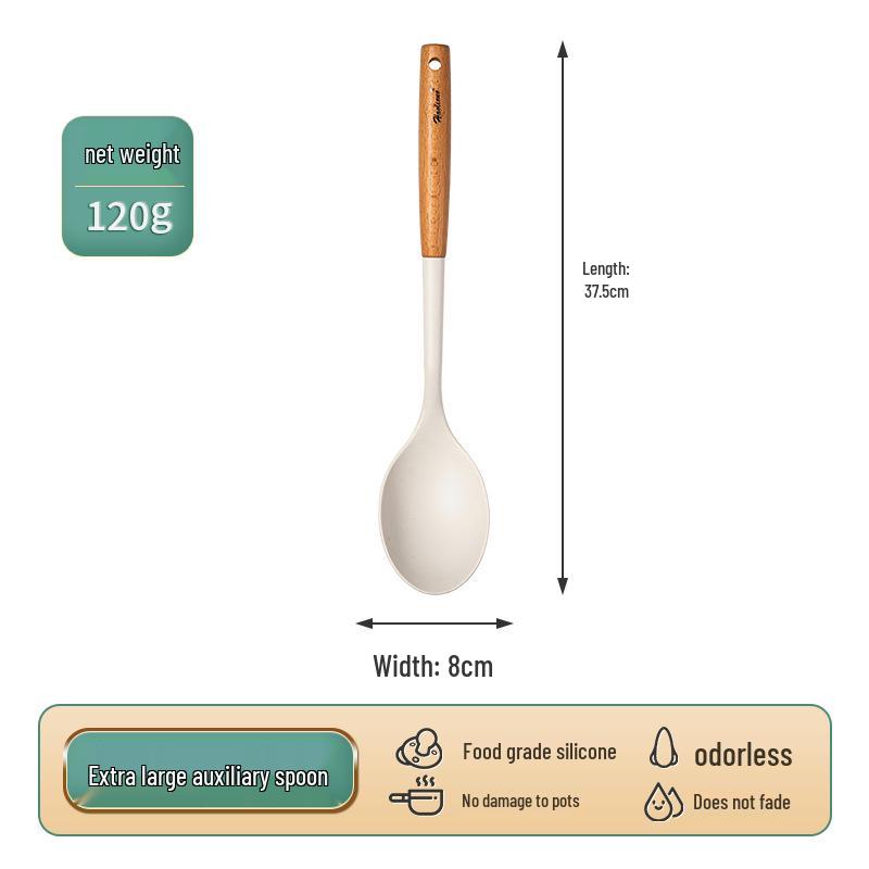 Non-stick Silicone Spatula Set with Beech Handle – High-Quality Wok and Spoon Kitchen Tools