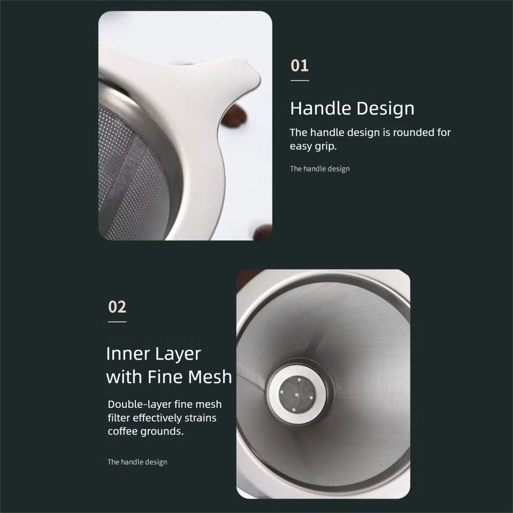 Kaffee-Filter aus Edelstahl Silber Feines Netz Wiederverwendbarer Kaffee-Filter Kein Filterpapier benötigt Tropf-Typ Netz-Kaffee-Filter