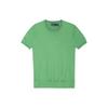 Polo Solid Color Crew Neck Logo Pattern Embroidered Short Sleeve T-Shirt Women Tops Green 211891673-011