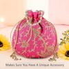 Pack of 2 Potli Bags for Ladies & Girls | Women Shagun Pouches for Festive Seasons | Embroidery Batwa Bag Bridal Purse -Pink