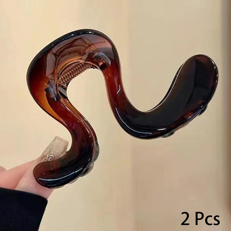 2/4 szt. Minimalistyczne klipsy do włosów w kształcie fali, kraby dla kobiet i dziewcząt, żelowe, w panterkę, uchwyt do kucyka, spinki do włosów, akcesoria do włosów