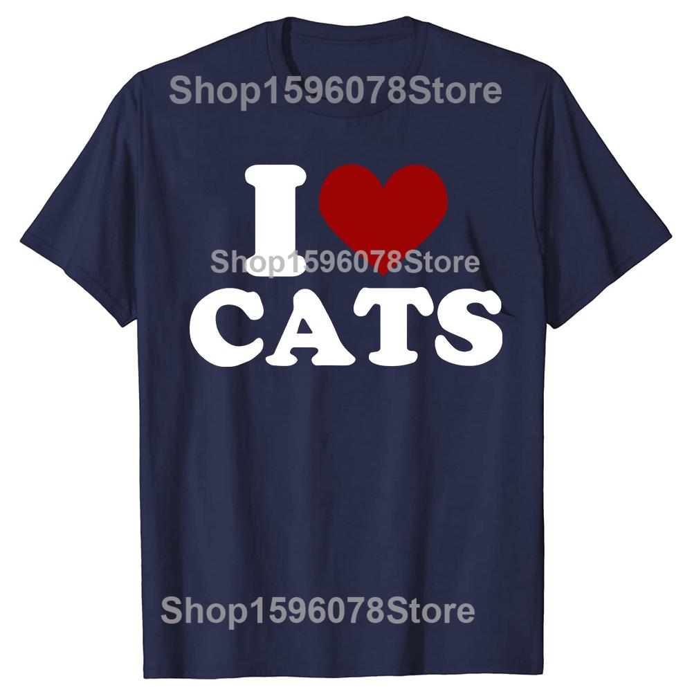 Ich liebe Katzen Ich liebe Katzen 100% Baumwoll-T-Shirts Herren Damenmode Print T-Shirt Locker Übergroß Streetwear Hip Hop Unisex T-Shirt