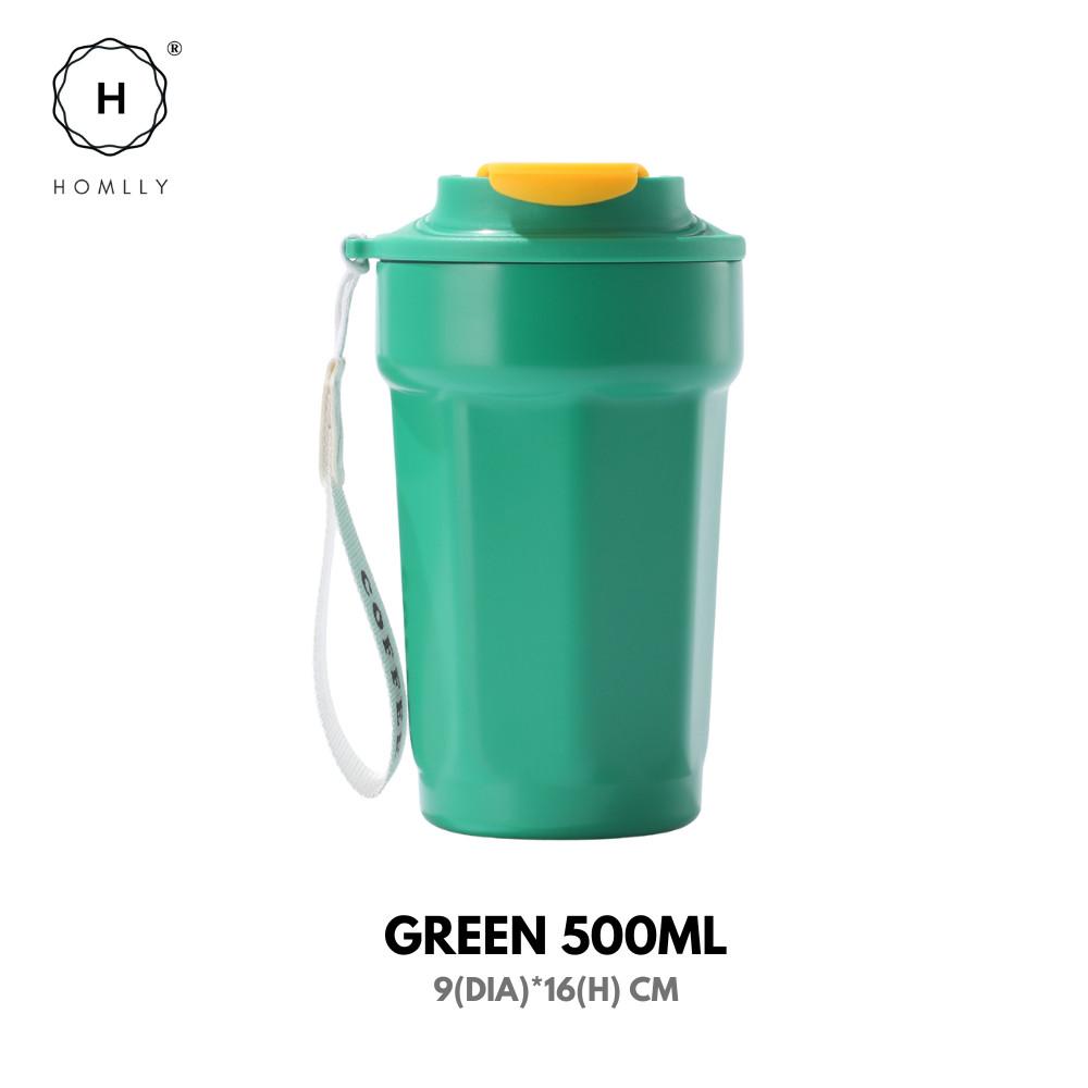 Homlly Dolii Insulated Vacuum Stainless Steel Thermal Travel Coffee Mug with Leakproof Lid (500ml) 2PCS