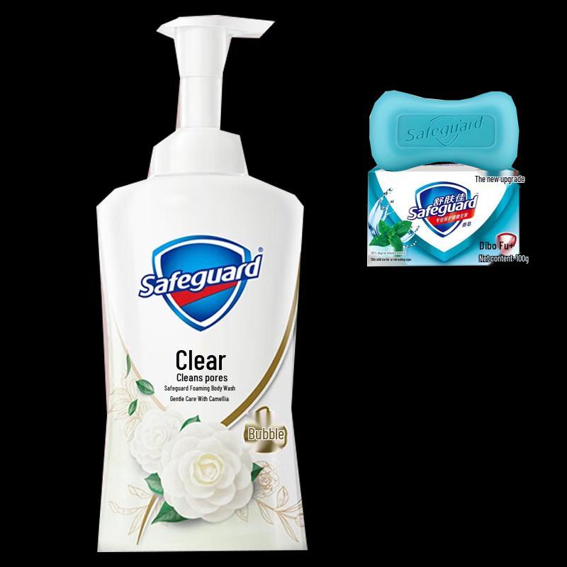 Safeguard Gentle Camellia Bubble Body Wash & Mint Soap Set