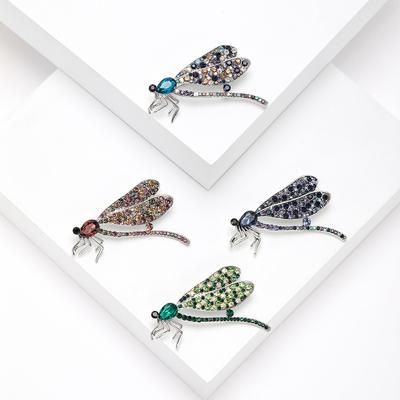 Fashion Rhinestone Dragonfly Brooch Creative Alloy Insect Pin Versatile Suit Clothes Accessories