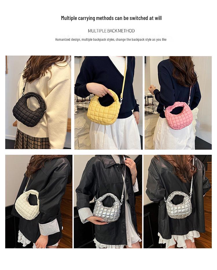 Women's Lightweight Cloud Bubble Crossbody Bag - Luxury Grid, Exquisite Dumpling Design