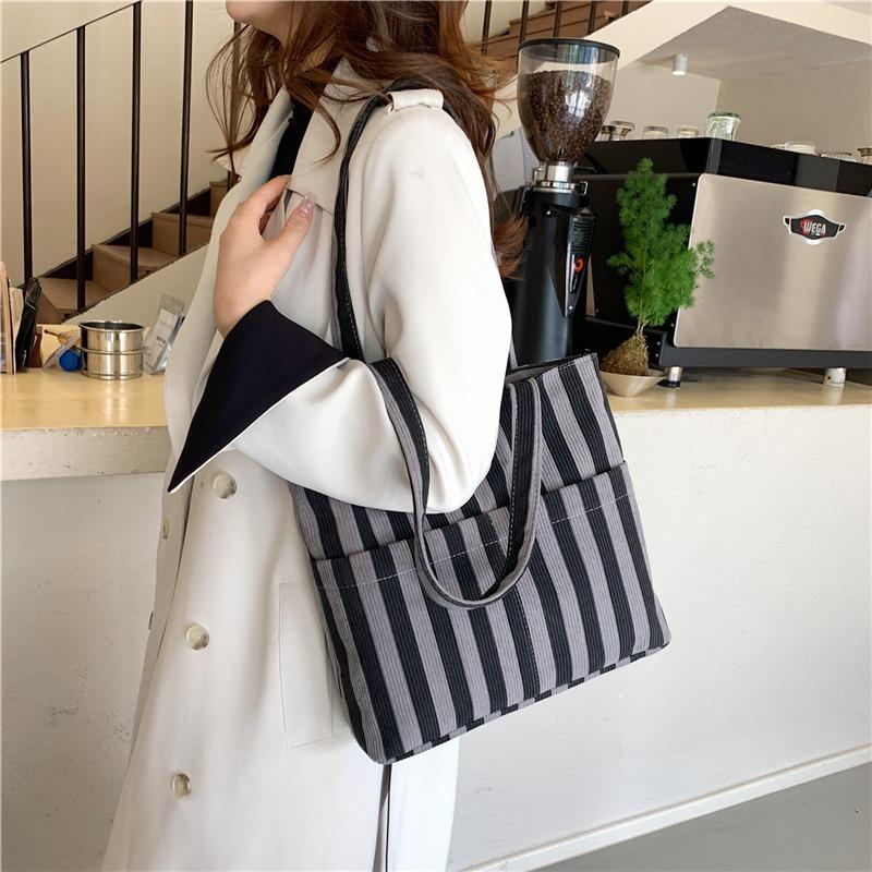 Corduroy bag, new women's bag, fashionable stripe, versatile shoulder bag, bag, one piece