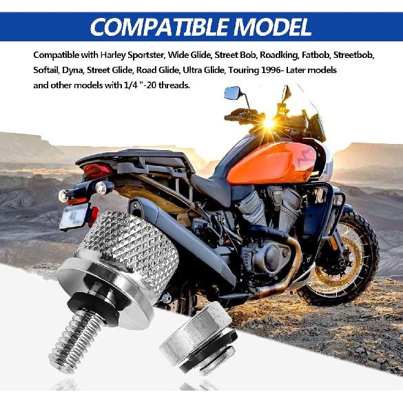 Edelstahl Motorrad Sitzbolzen-Kit, 1/4-20 Gewinde Kotflügel Sitzmutter-Kit Kompatibel mit Harley Davidson 1996-2024, Silber