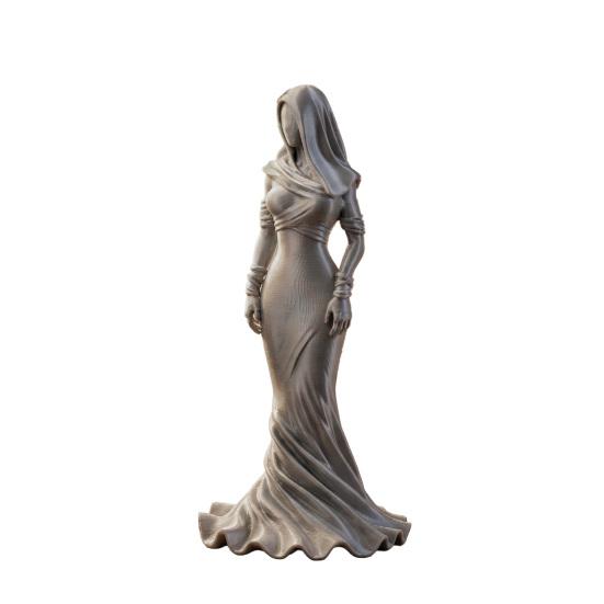 Vintage Hooded Cowl Women Figurine 3D Printed Fishtail Dress Faceless Lady Statue Sculpture Home Office Decoration Ornament