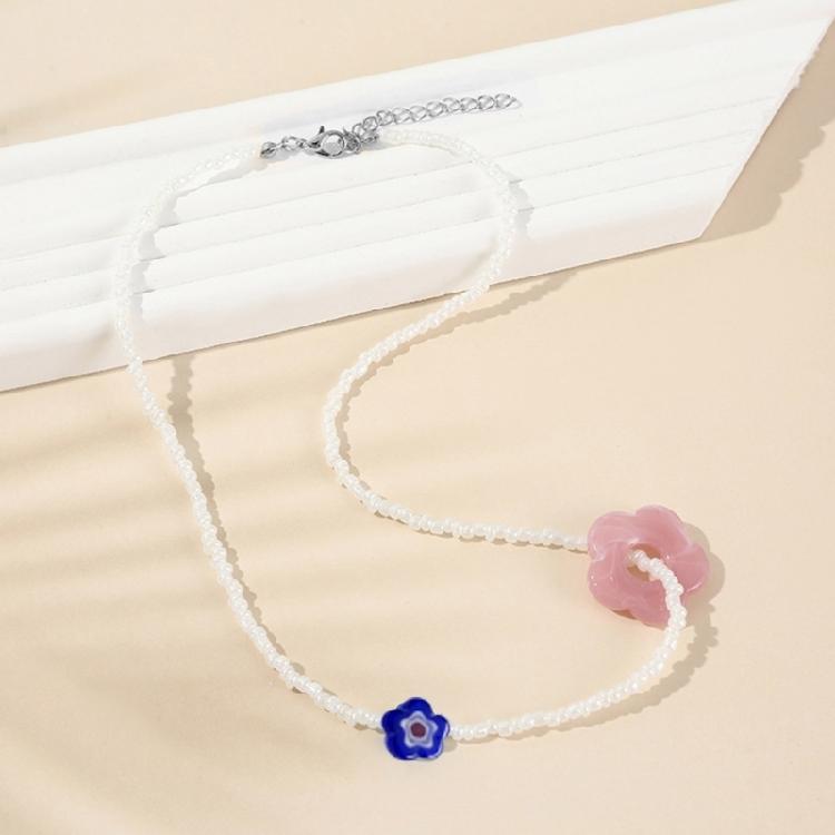 Flower Beaded Pendant Necklaces Small Chain Necklace Choker Pendant Necklaces