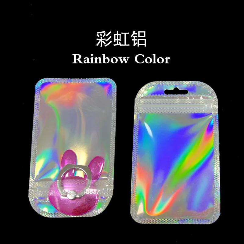 50pcs Holographic Zipper Small Jewelry Bag Pouch For Bead Earring Food Storage Small Business Entrepreneurship Packaging 7*12cm