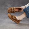 Johnature Retro Loafer mit weicher Sohle Echtes Leder Runde Spitze Flach Damen Flache Schuhe