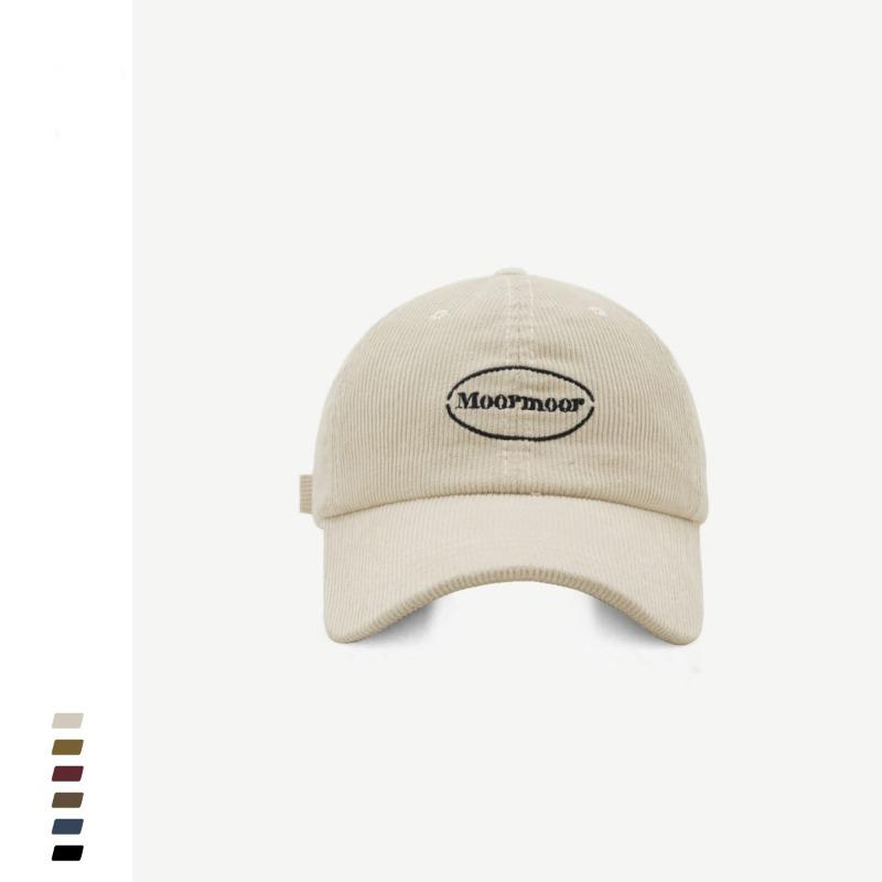 

Street tide brand letter embroidery corduroy baseball cap men and women autumn and winter versatile wide brim cap showing small face Adjustable