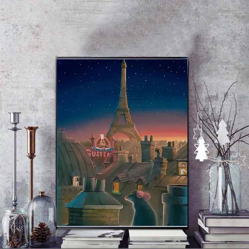 Disney Diamond Painting 5D Ratatouille Xiaomi Paris Night Scene Illustration Cartoon Movie Cross Stitch Embroidery Handmade Gift Home Decoration
