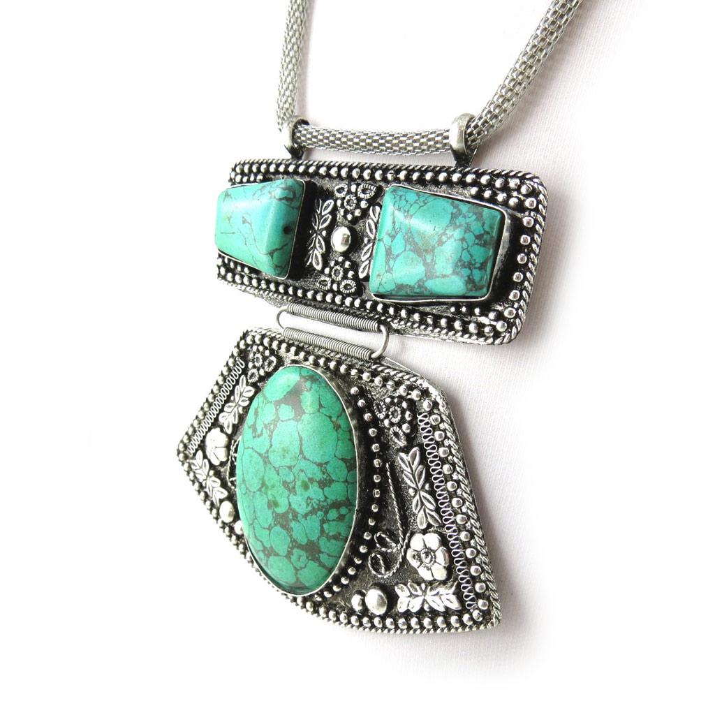 

Les Trésors De Lily [N0977] - Дизайнерское колье Kilimanjaro серебристо-бирюзовое.