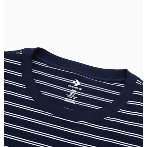 Converse Men woMen STripe Logo Loose FiT T shirT Navy Ucj690 695