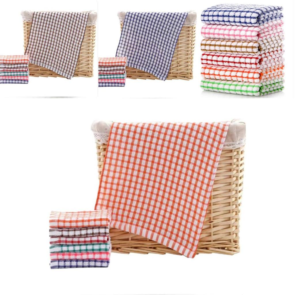 Polyester Plaid Tea Towel For Kitchen Cleaning And Home Use