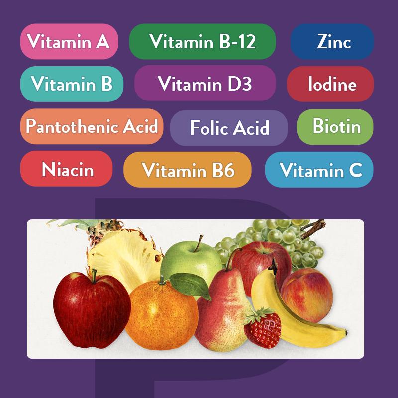 Multivitamin-Gummibärchen - mit Biotin - Immununterstützung, Gesundheit von Haaren, Haut und Nägeln