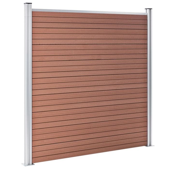 Ensemble de clôture - vidaXL - WPC 7 Carré + 1 Incliné - 1311x186 cm - Marron - Résistant à la pourriture