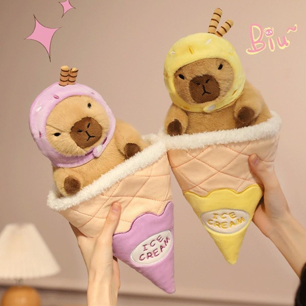Detachable Capybara Plush Toy Ice Cream Cone Capybara Stuffed Doll  Kids Birthday Gift