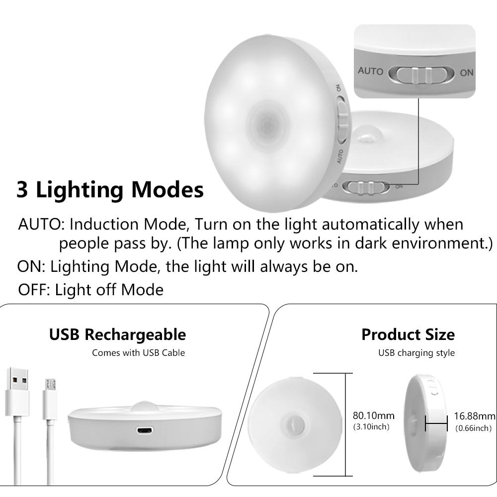 Sensor Motion LED Night Light USB Rechargeable Child Bedroom Night Lamp For Kitchen Cabinet Stairs Wardrobe Corridor
