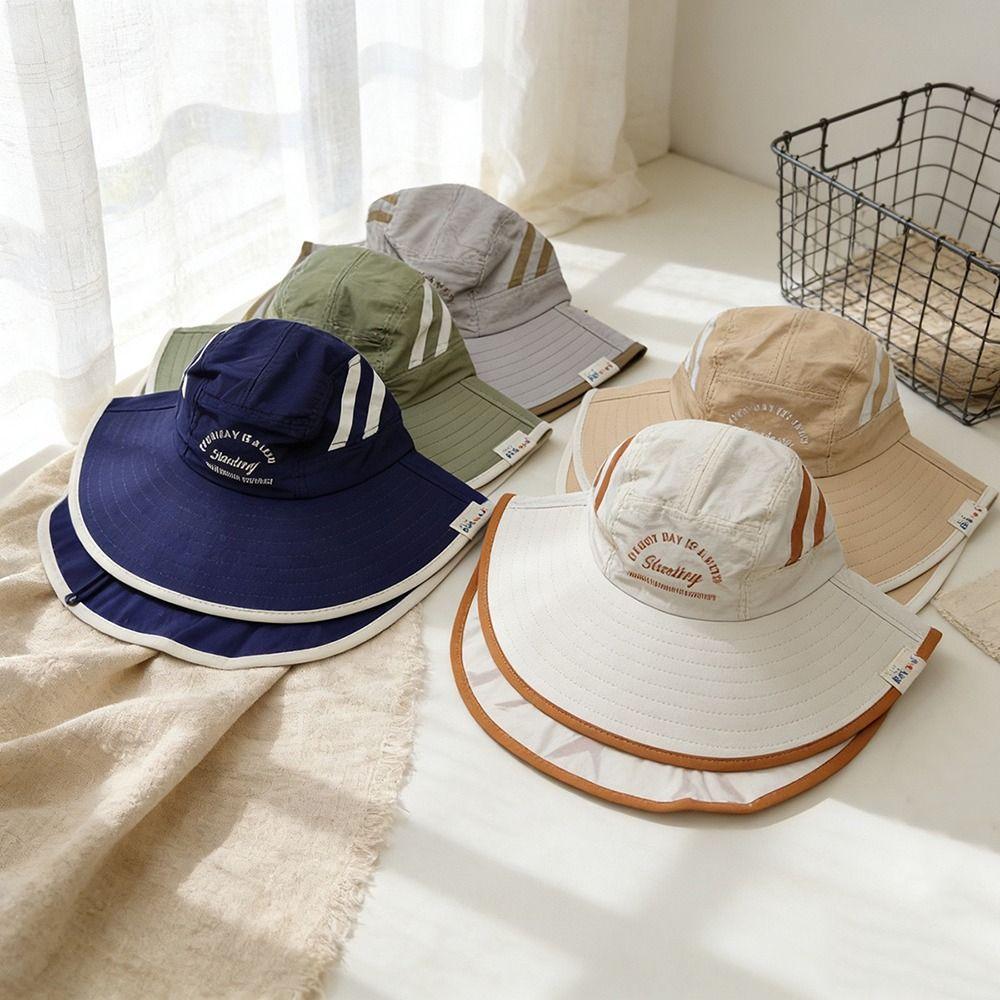 Wide Brim Kids Bucket Hat Neck Protection Sunscreen Hats New Fisherman Hat for Children