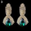 Kobiety musujące Rhinestone luksusowe Waterdrop złote tone kolczyki szpilki