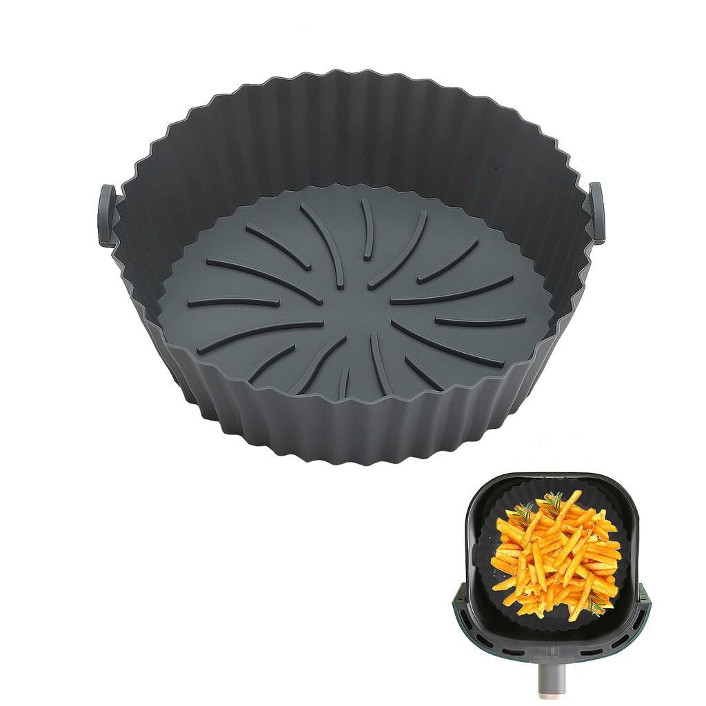 Fryer Silicone Liners Pot Non Stick Soft Easy to Clean Fryer Silicone Pot Bowl Oven Microwave Accessories Gray