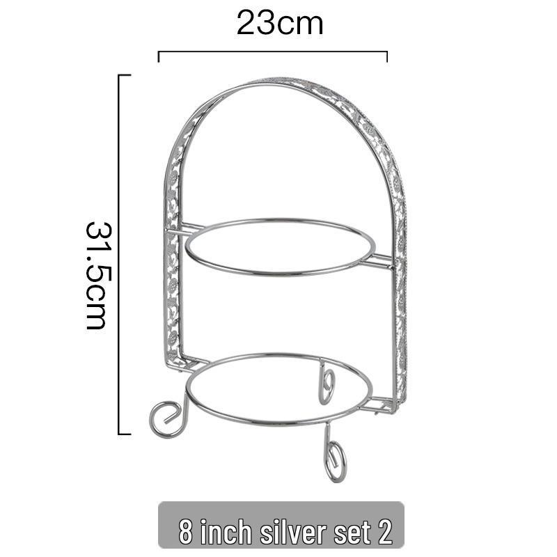 European-Style Iron Art Double-Layer Cake and Pastry Stand