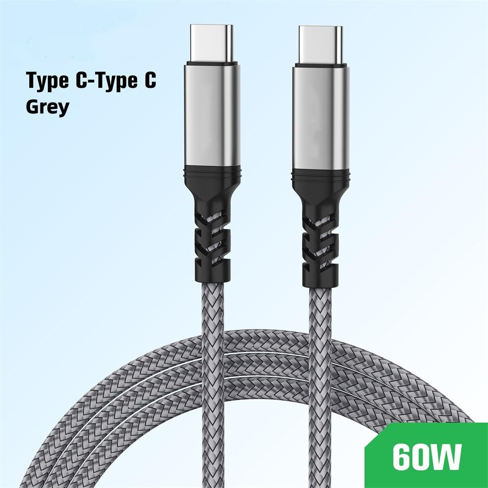 60W Type C To Type C Fast Charging Cable Extended Nylon Braided Data Cord Dual PD Port Quick Charging Extended Cable 1/2/3/5/8M