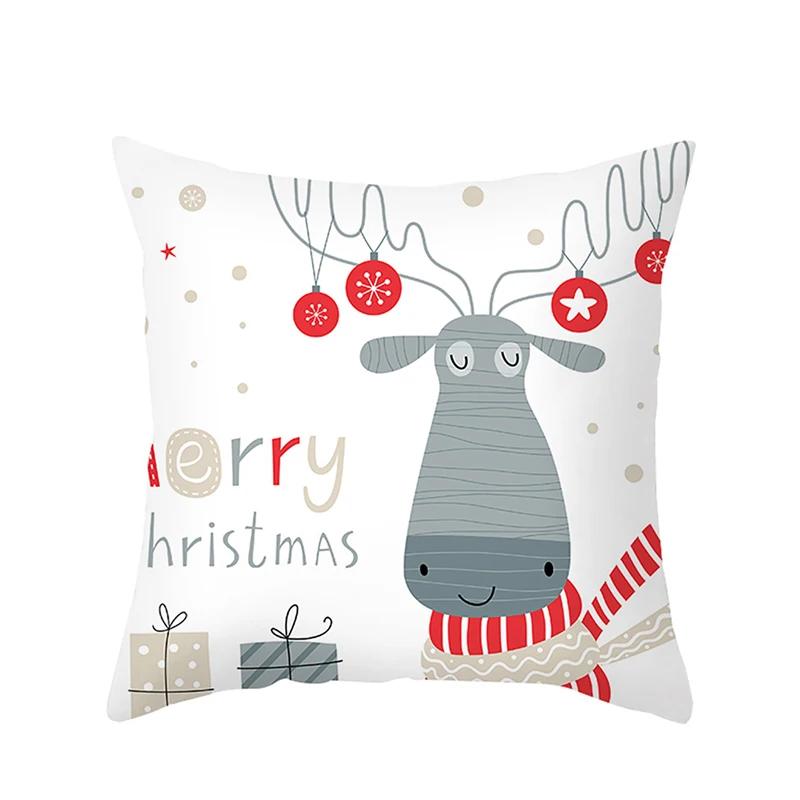 Merry Christmas Decorative Print Cushion Cover Home Living Room Sofa Square Pillow 45 * 45cm