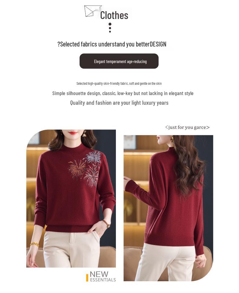 2025 Women's Plus Size Wool Sweater - 100% Wool Winter Base Layer, Loose Fit Fashionable Innerwear for Women