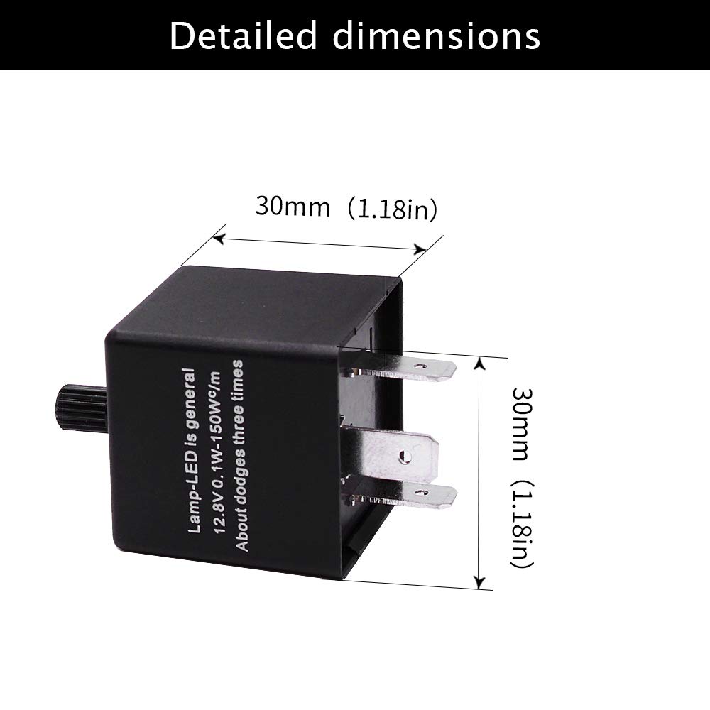 HUIQIAODS Halogen LED Compatible [3-Pin] Hifra Prevention IC Turn Signal Relay Adjustable Flashing Speed