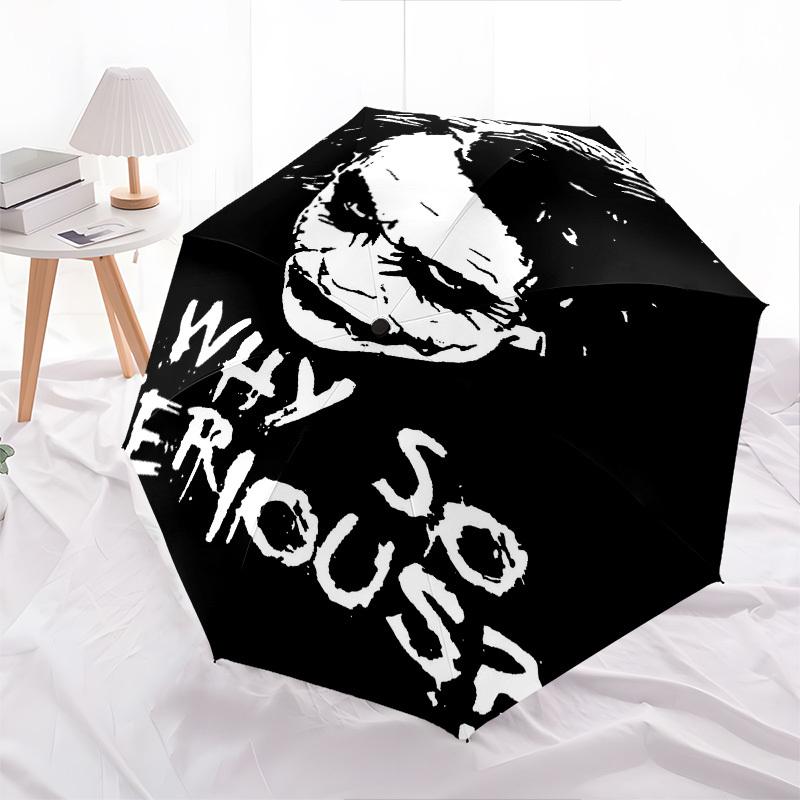 1pc Joker Why So Serious? Automatic Open Close Umbrella with 8-Rib Windproof Canopy Compact Portable Travel Umbrella10282