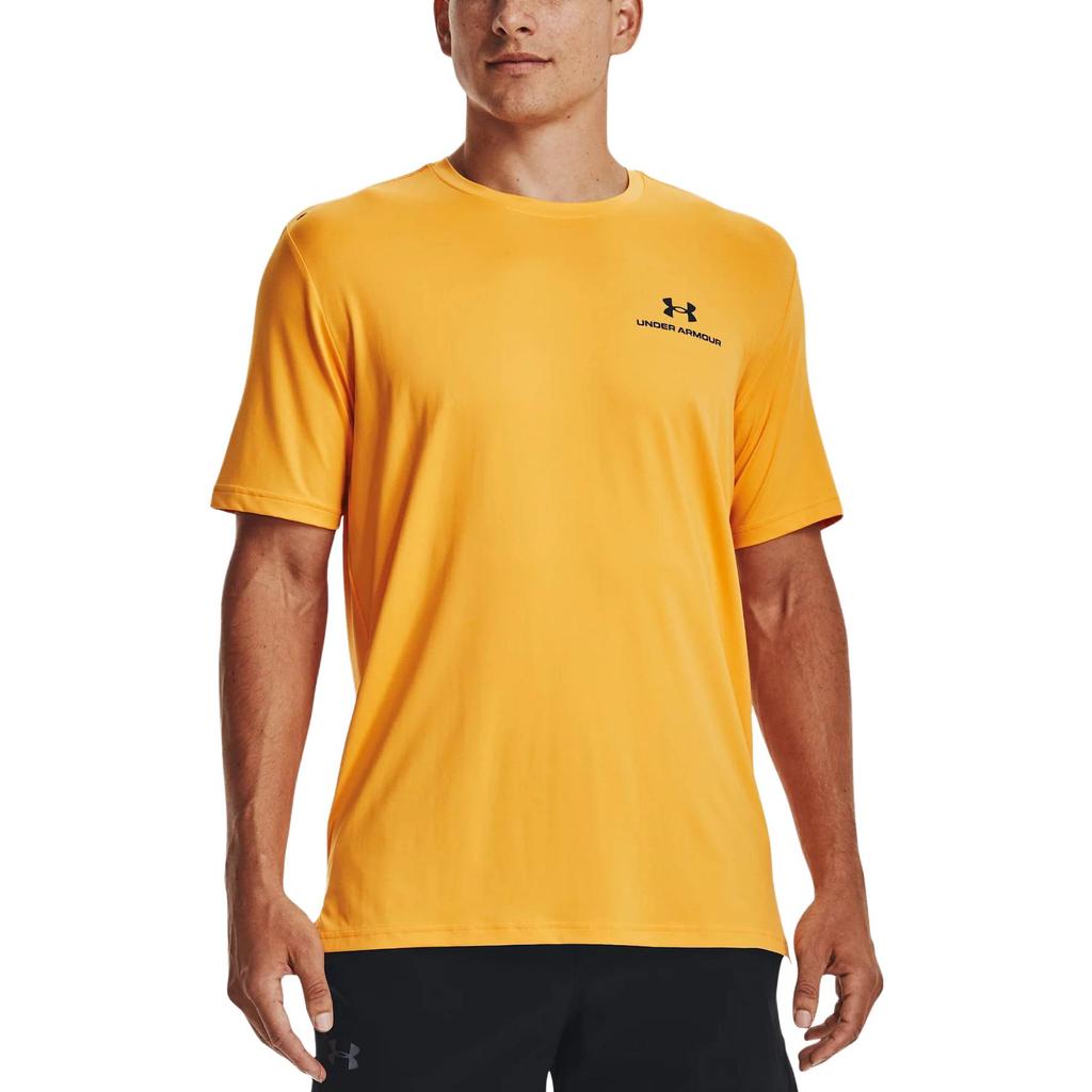 Under Armour Rush Series Crew Neck Logo Print Short Sleeve T-Shirt Men Tops Yellow 1366138-782