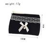 Black Lace Bow Makeup Bag Large Capacity Toiletry Bag Travel Cosmetic Organizer Cute Korean Portable Pouch For Women