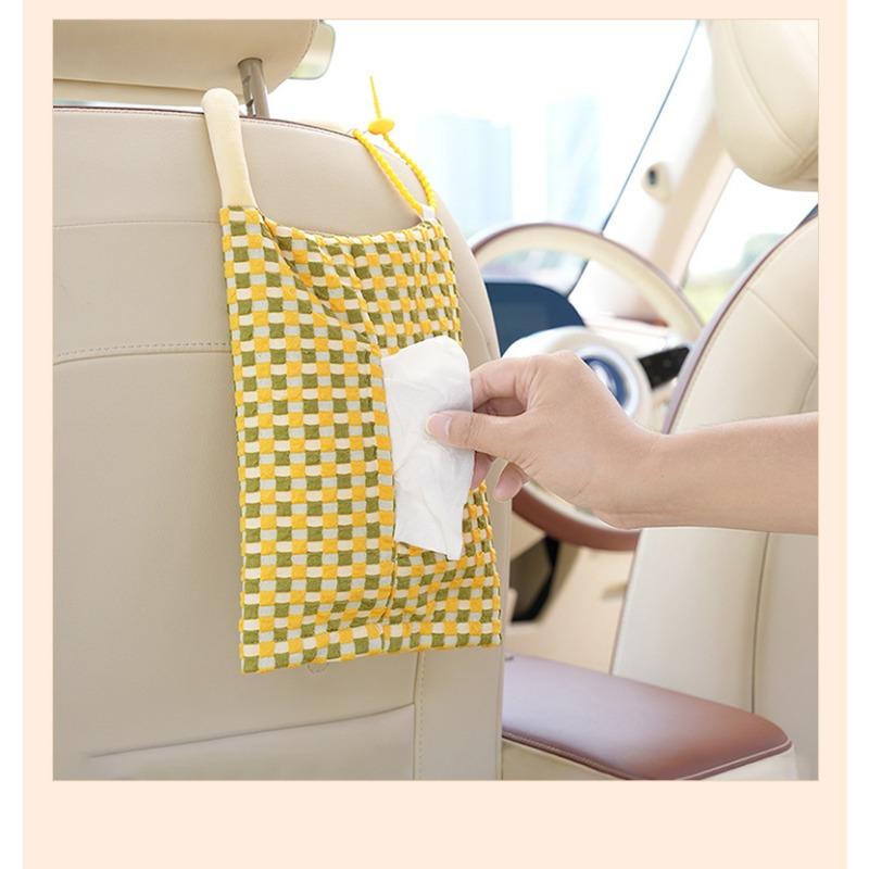 Cute Cream Style Diy Fabric Hanging Car Tissue Box Home Use
