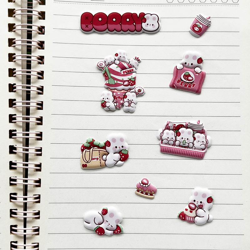 Cartoon Animal 3D Stickers Kawaii Bunny Bubble Stickers DIY School Stationery Sticker Phone Case Sticker Aesthetic Sticker