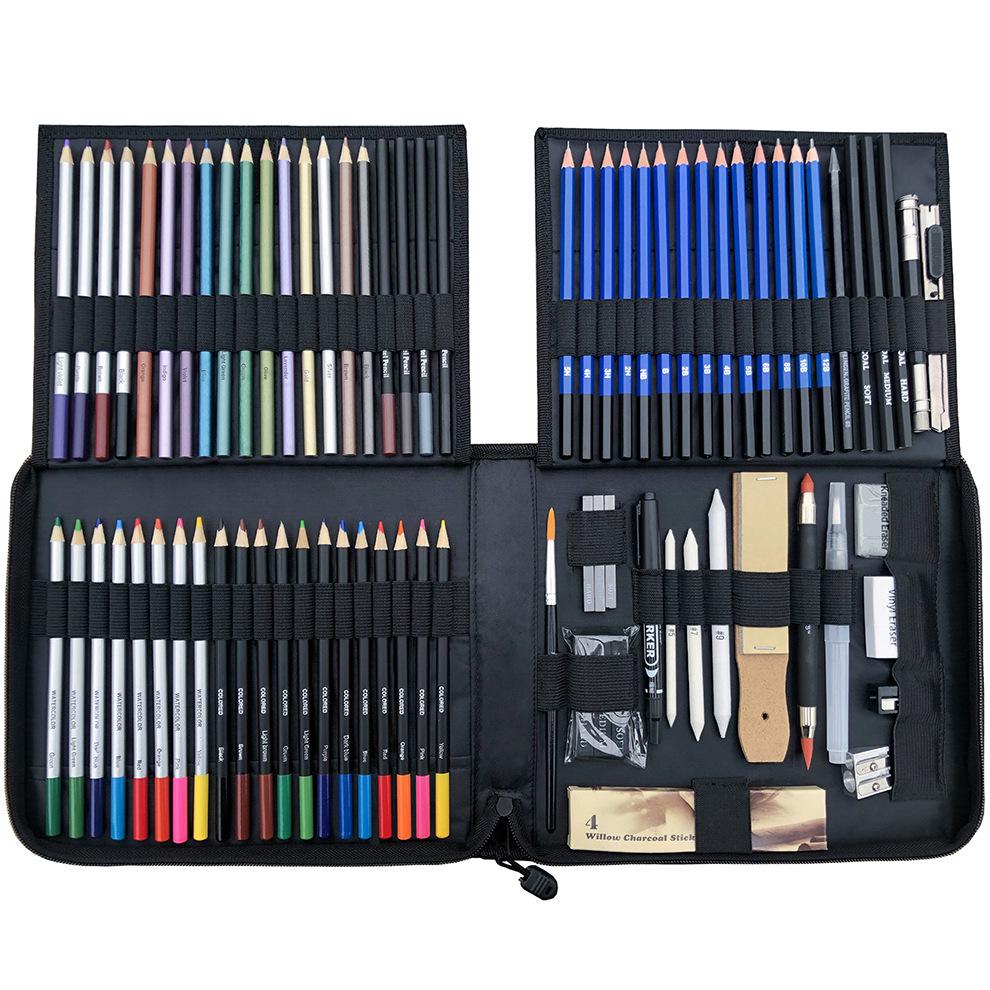 83-Piece Professional Sketching & Colored Pencils Set for Fine Art Drawing