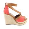 Great HERMES Sandals Leather Ankle Strap Wedge Sole Orange Leather Women 38 Used