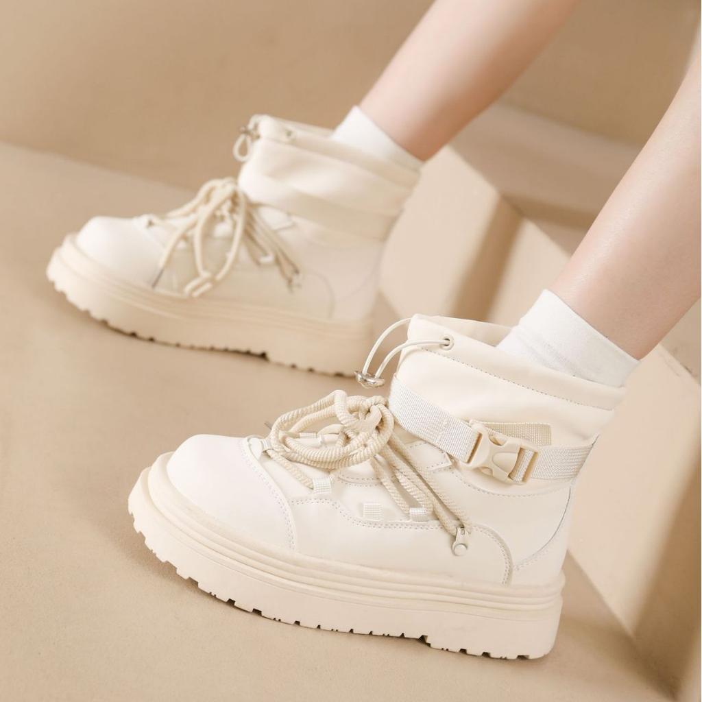 Women's Large Size Lace-up Soft Sole Winter Warm Fur Snow Boots Padded Lined Ankle Boots Anti-slip Hiking Casual Sports Martin Boots