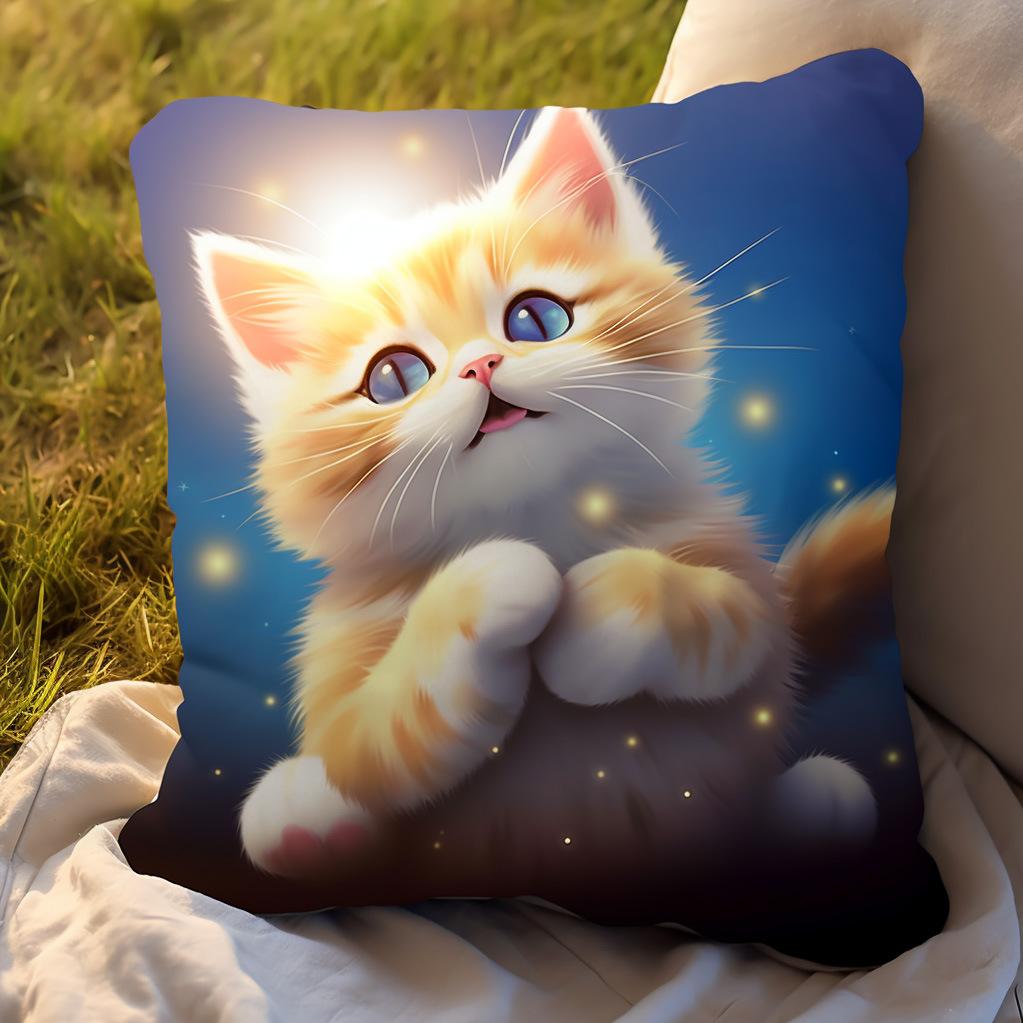 Simple Cute Kitten Pillow Cartoon Sofa Bedside Cushion Car Office Nap Cushion Cat Pillow