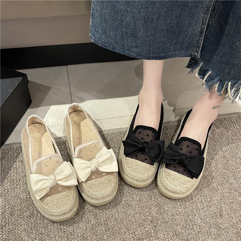 Evening wind single shoes women's 2025 new spring and summer one-pedal loafer fisherman shoes thick-soled breathable mesh Doudou shoes