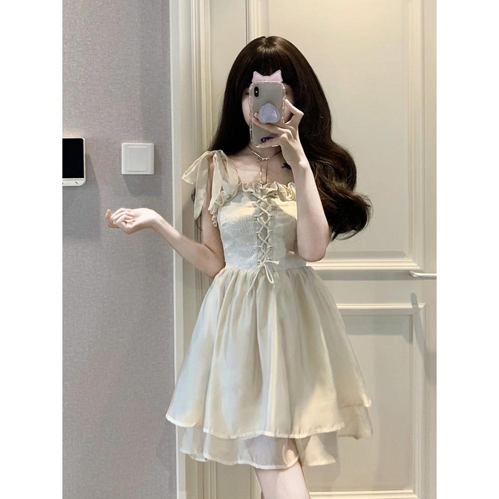 

Платье на бретелях детское нишевый дизайн нежный ветер красивая балетная пачка лето XL- (recommended 110-60kg)