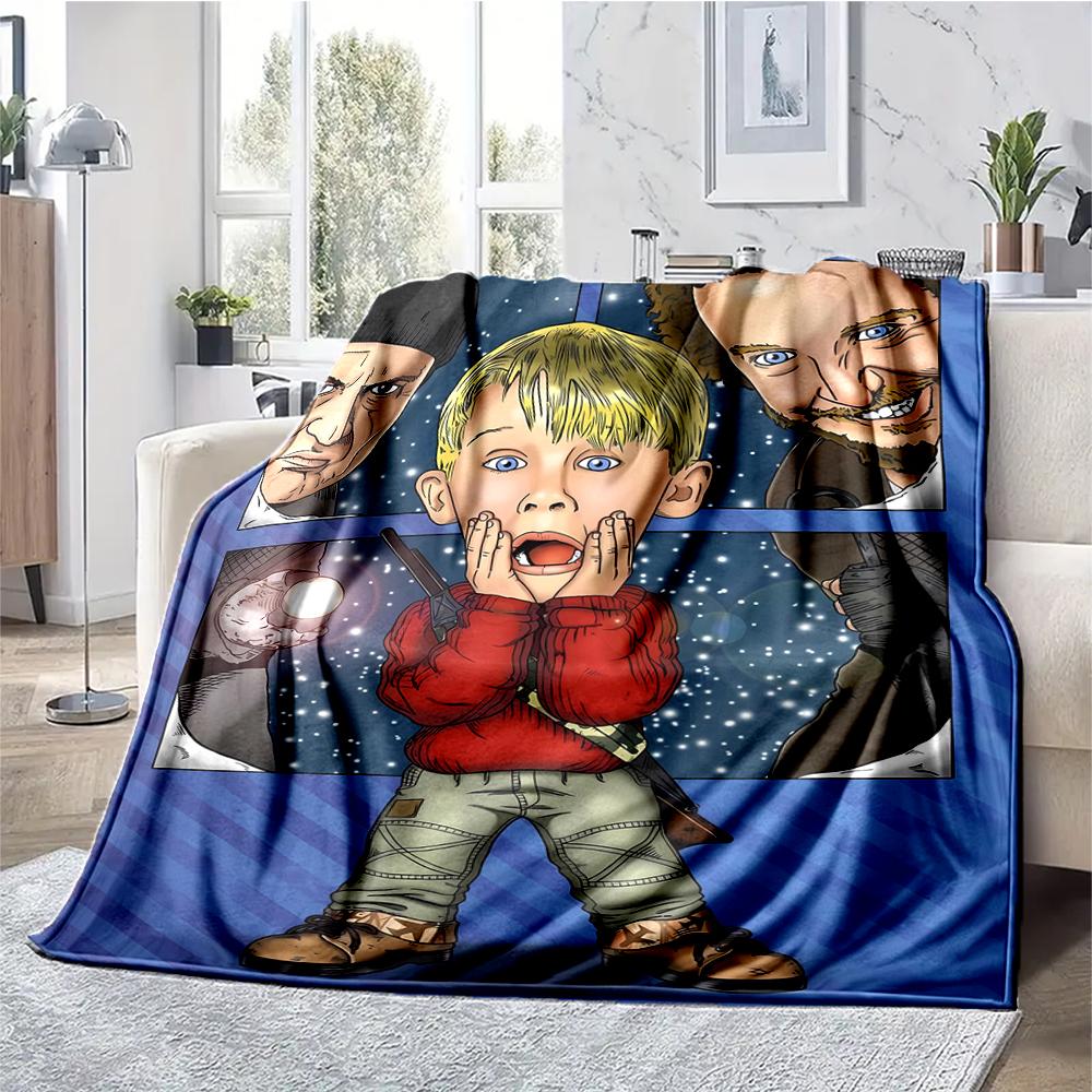 Home Alone Theme Printed Blanket - Perfect for Couch, Bed, Travel & Outdoor Use | Machine Washable, Cozy & Durable.