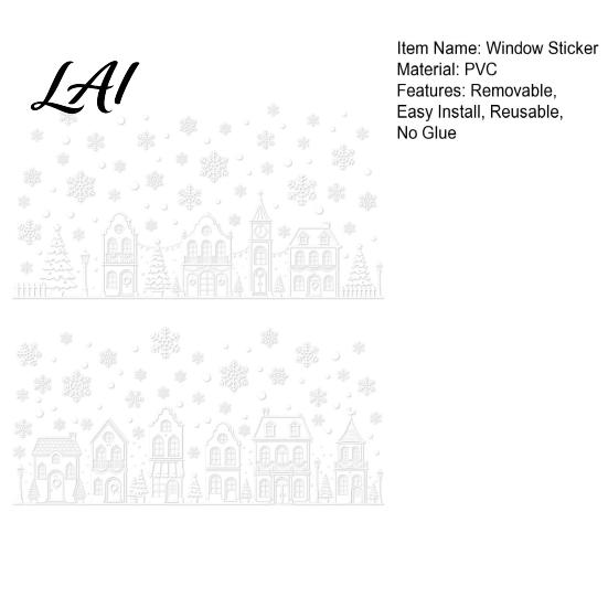 Nordic Style Holiday Decorations 4Pcs Christmas Static Window Clings White Town House Snowflake Glass Stickers Removable Winter Scene Stickers