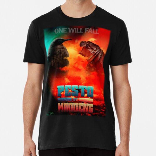 

Pesto the penguin vs Moo Deng Funny Meme T-Shirt S-5XL Best T-Shirt M