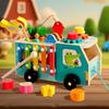 Wooden Farm Truck Multifunctional Toy - Shape Sorting Fishing And Bead Maze Suitable For Early Educational Toys For Toddlers