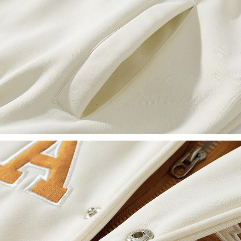Spring and Autumn Men's Hooded Zipper Fashion Baseball Fake Two-piece Jacket Embroidered Fashion Couple Coat